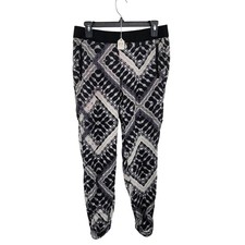 Hurley Pants Joggers Loungewear Elastic Waist Tapered Cuffed Hem Print Black S