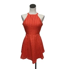 Revolve Lovers + Friends Dress Terrace View Gingham Fit & Flare Red Orange Small