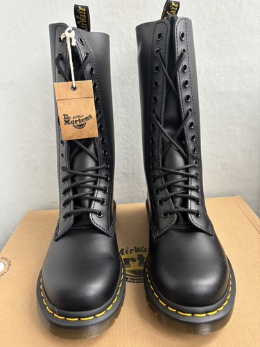 BOTAS DR MARTENS NEGRAS 1914 CUERO LISO ALTAS CON CORDONES TALLA UK 5 EU 38 - Imagen 3 de 7