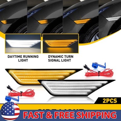 ''SWITCHBACK WHITE&AMBER'' For 16-21 Honda Civic Smoked Side Marker Light Lamp EAP