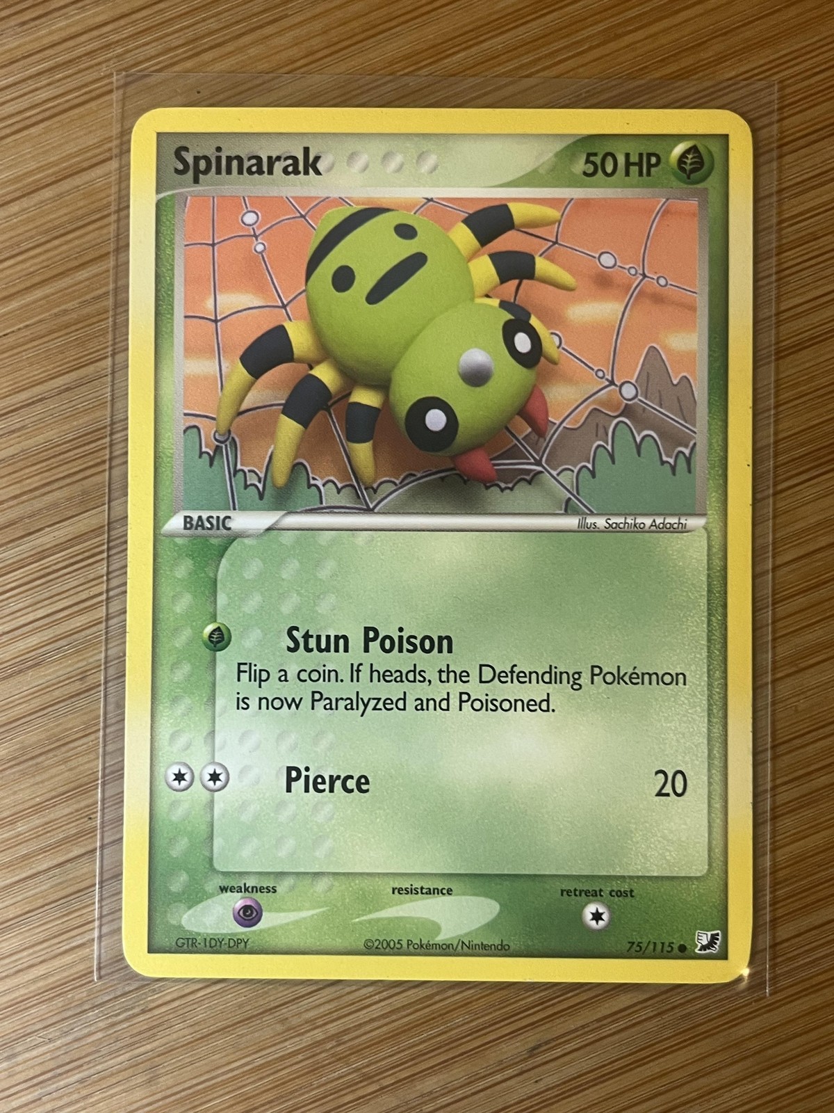 Pokemon TCG Spinarak 75/115 Regular Grass Moderately Played Card English