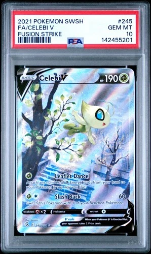 2021 POKEMON SWORD & SHIELD FUSION STRIKE #245 FULL ART/CELEBI V PSA 10