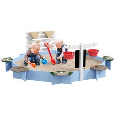 Wooden Sandbox for 3-7 Years, 85" x 85" x 25", Blue