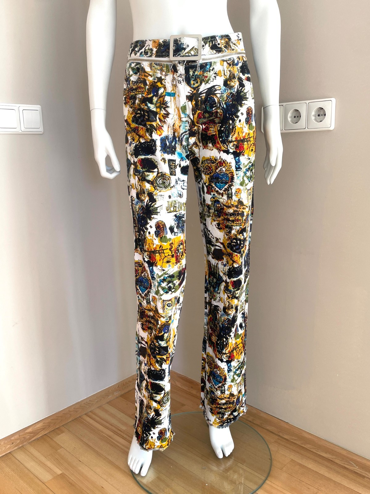 Jean Paul Gaultier SS 2000 iconic punk Basquiat print unisex trousers - 44IT/M