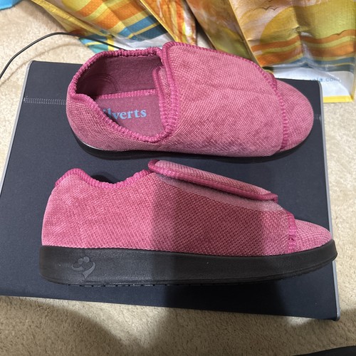Silverts Wide Strap Comfort Slipper Shoes Size W9 M7 Plum Slip-Resist Diabetic - Afbeelding 3 van 8