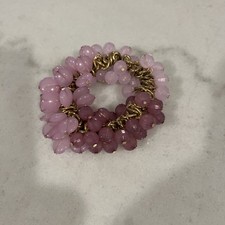 Gold-tone Lavender & Pink Stretch Bracelet