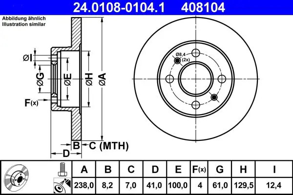 2X ATE Disco Freno Freno Anteriore Ø 238Mm Per Renault - Immagine 2
