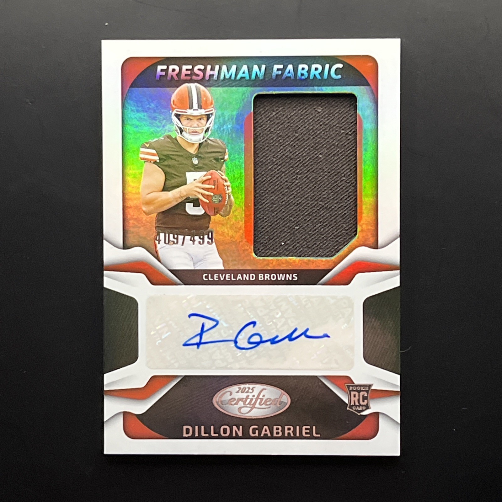 2025 Certified Freshman Fabric Rookie Autograph #FBC-DGL DILLON GABRIEL RC /499