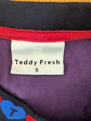 Camicia Teddy Fresh uomo piccola viola collo cuore streetwear grafica ricamata - Foto 8 di 12