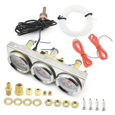 Triple Gauge Kit, 3in1 Car Meter Oil Pressure Fahrenheit Water Temp Ammeter 