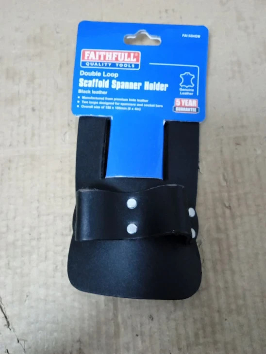 Faithfull Black Leather Double Loop Scaffold Spanner Holder Tool Belt
