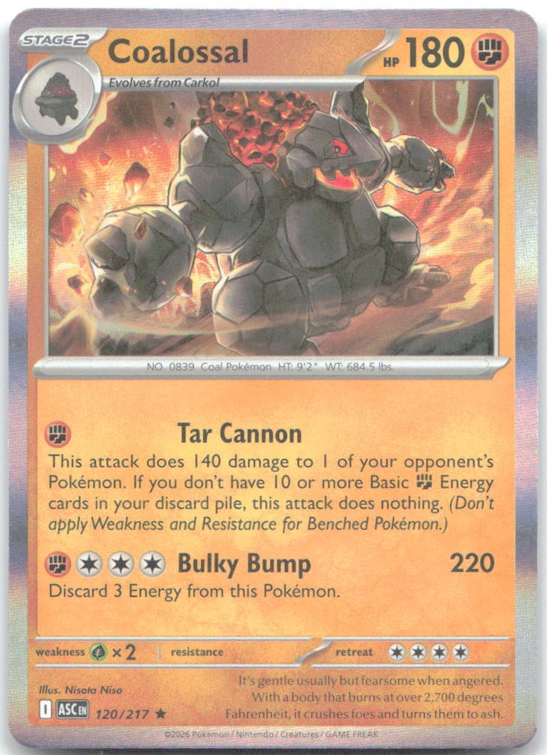 COALOSSAL 120/217 Rare Ascended Heroes Pokemon HOLO Near Mint