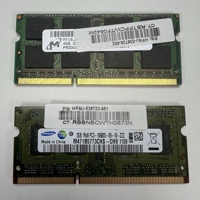 Micron 4GB 2Rx8 PC3-10600S DDR3 + SAMSUNG M471B5773CHS-CH9 PC3 2GB DDR3 Ram HP