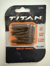 Allen Titan Bullet Points 10Pk 17/64 Diameter, 100gr, Fits Carbon Arrows  14785A