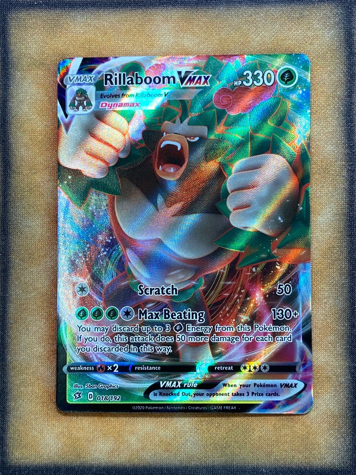 Pokemon Rillaboom VMax 018/192 Rebel Clash Ultra Rare Holo NM