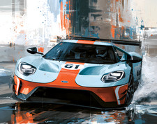 Ford GT40 Gulf Le Mans Wall Art Framed Racing Car Print Multiple Sizes