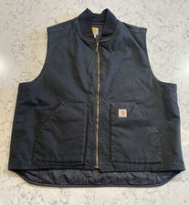 Carhartt Black Duck Work Vest 2XL Tall Quilted Lined Zip USA Made