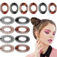 14 Pcs Flexible Circle Headbands Circular Stretch Comb with Tooth Comb Zig Zag P
