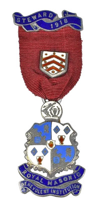 The Royal Masonic Benevolent Institution 1918 Steward Silber Emaille Schmuck Medaille