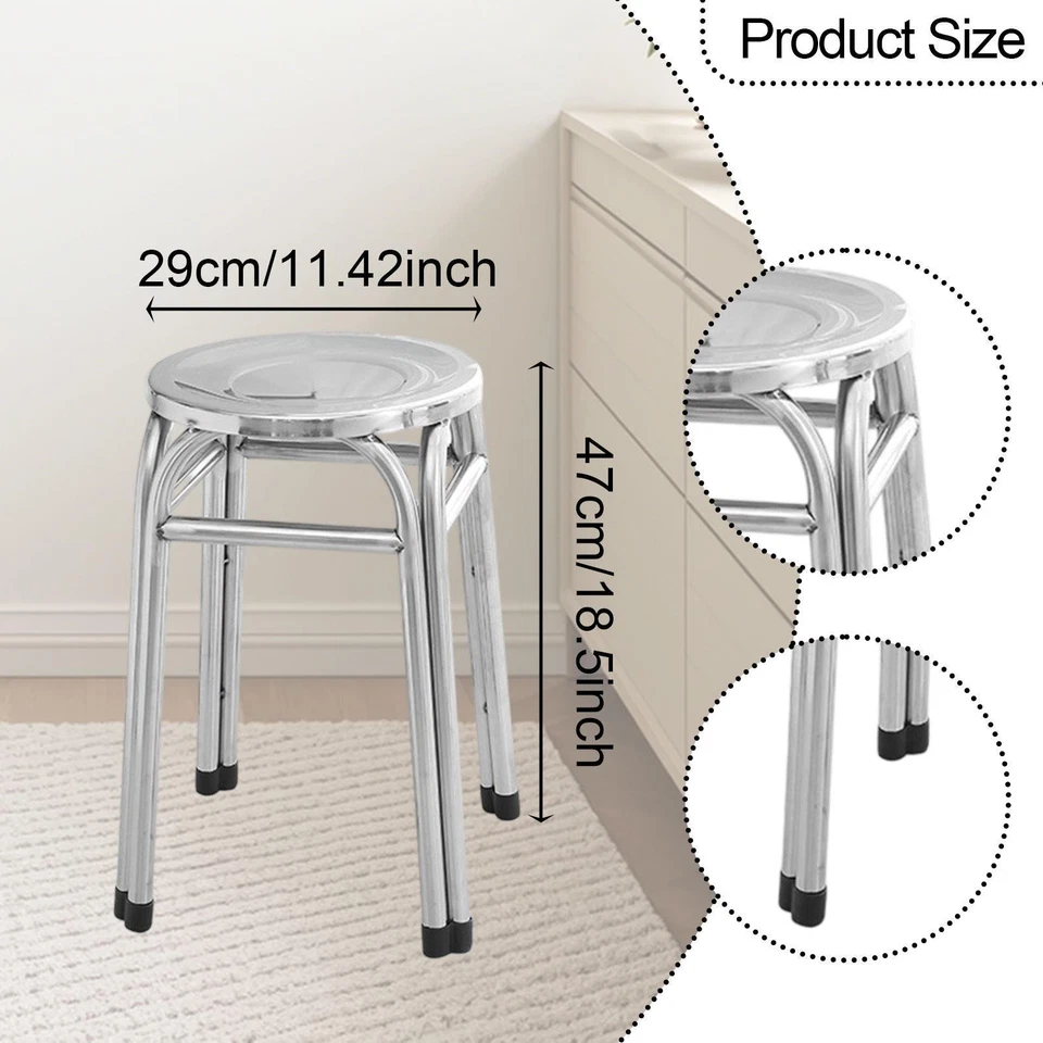 Stacking Stool Non Slip Backless Round Metal Stool for Outdoor Garden Indoor - Image 2 of 4