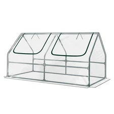 Aoodor 4x2x2FT Portable Mini Greenhouse Kit with PVC Cover for Outdoor Indoor