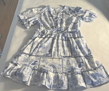 Summer Sale NWOT Joie Sz 16 Blue White Floral Cotton Dress Summer Fit Flare