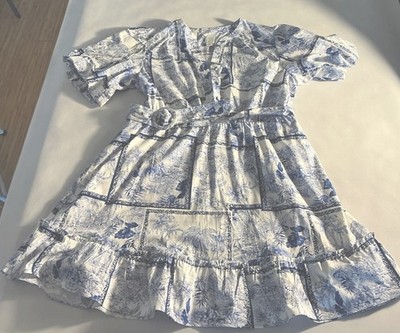NWOT Joie Sz 16 Blue White  Tropical Floral Cotton Dress Summer Fit & Flare