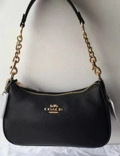 New C.oach Teri CA209 Fashion Women's Black Shoulder Bag Leather Send From USA