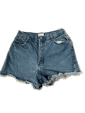 Vtg Denim Republic Jean Shorts Juniors 13/14 High Rise Mom Cut Off Fray USA MADE