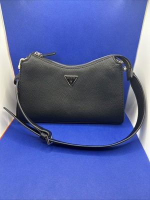 Guess Black Micaela Top-Zip Shoulder Bag Black Gold