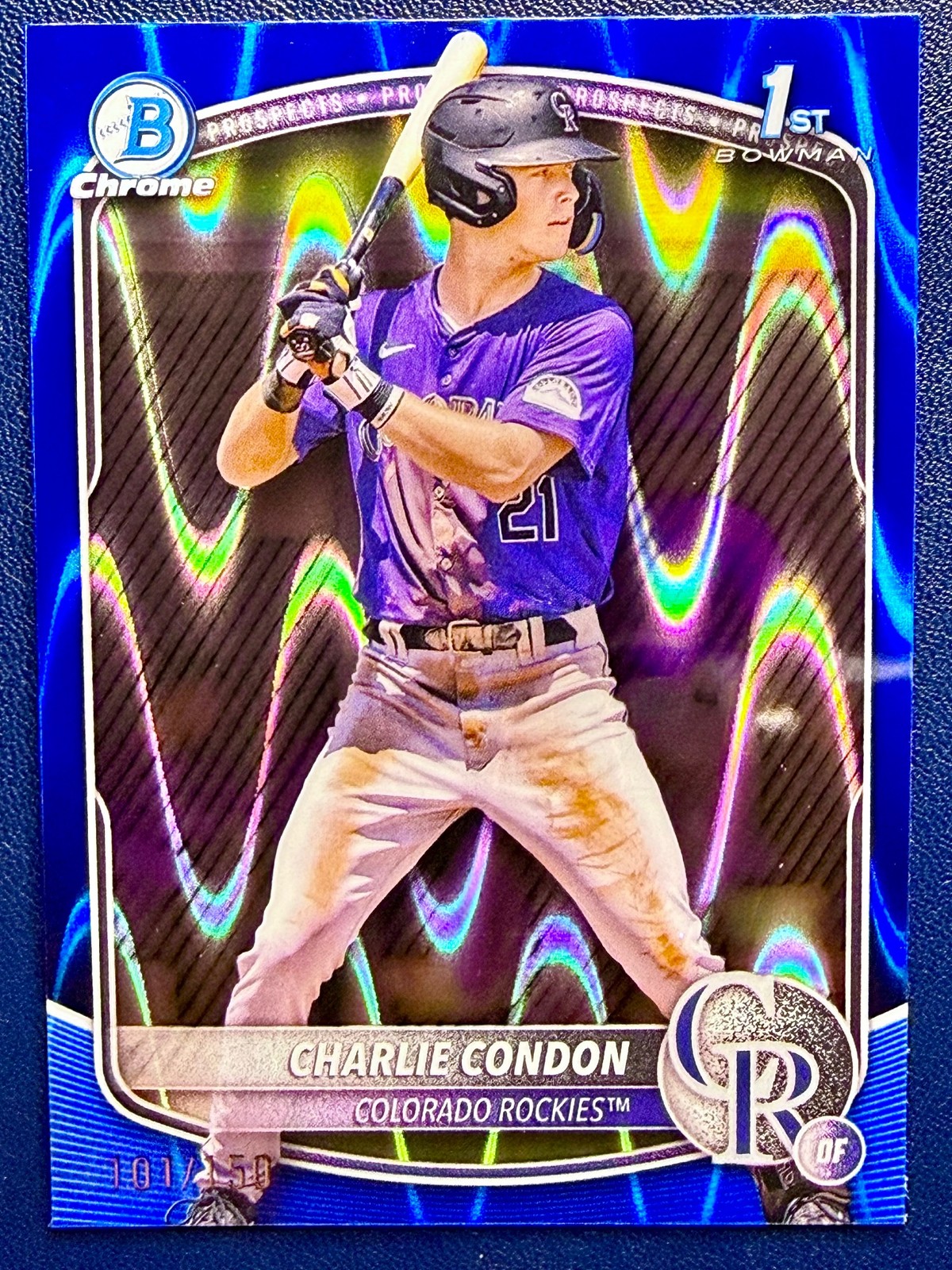 2025 Bowman #BCP-75 Charlie Condon Chrome Prospects Blue RayWave Refractor #/150