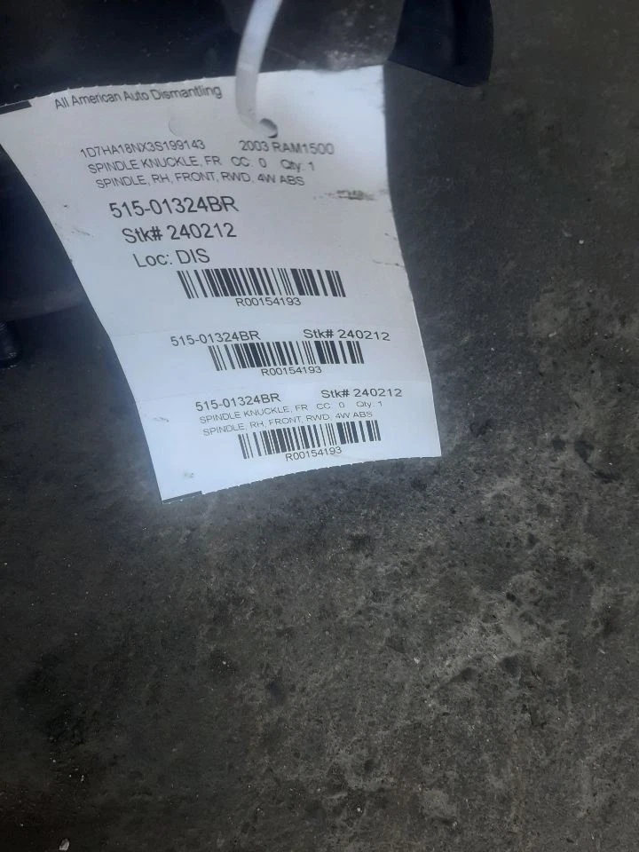 Dodge Ram 1500 2002-2008 pasajero husillo delantero/nudillo 4 ruedas ABS 52106550AB  Foto 4 de 4