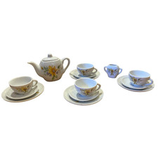Vintage Floral 15 Piece Child's Mini Porcelain Tea Set Flower Miniature