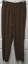 ALFRED DUNNER Woman's Elastic Waist 2 Pocket Pull-On Pants-Medium Brown-Size 14