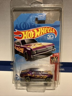 2018 Hot Wheels HW Flames  68 Chevy Nova Super Treasure Hunt Purple W/ Protector
