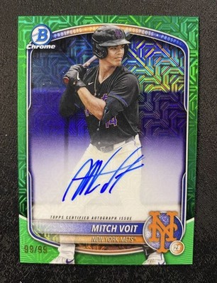 2025 Bowman 1st Chrome Mitch Voit Green Mojo Refractor Auto #99/99 BMA-MV Mets