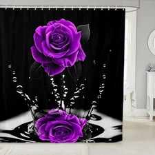 Purple Rose Fabric Shower Curtain for Girls 72"W x 72"L Pack of 1 Multi 26