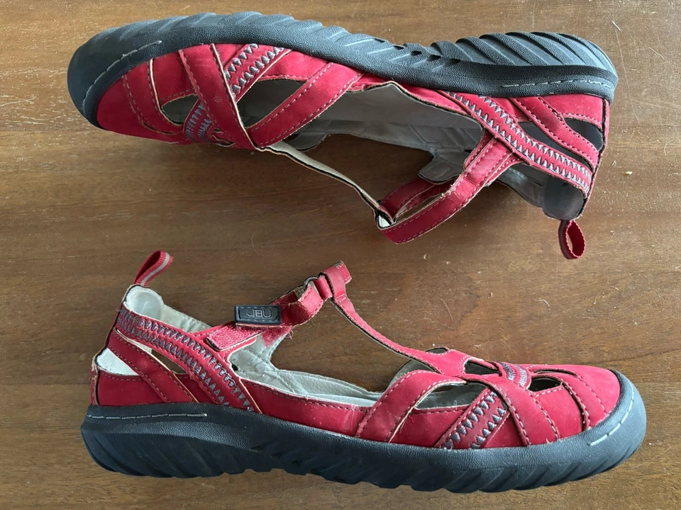JBU Jambu Shoes Womens 9 Charley Encore Casual T Strap Red Leather *Light Damage - Image 4 of 4