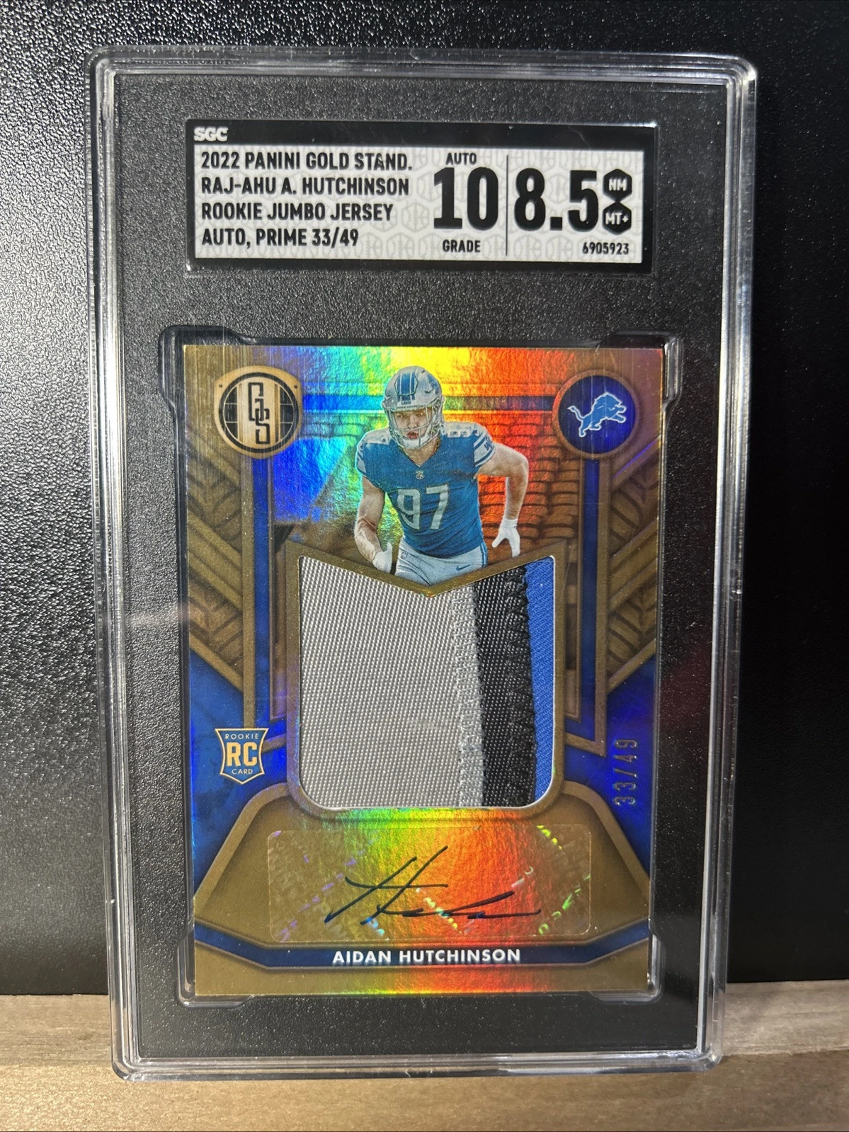 Aidan Hutchinson Panini Gold Standard Rookie Jersey Autographs Jumbo Relics #RAJAHU Prime