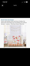 Sweet JoJo Designs 4pc Crib Bedding Set Cotton Floral Pink Green White