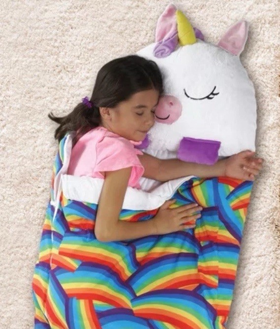 Happy Nappers Arianna Rainbow Unicorn Kids Sleeping Bag & Pillow 20" x 54" Girls