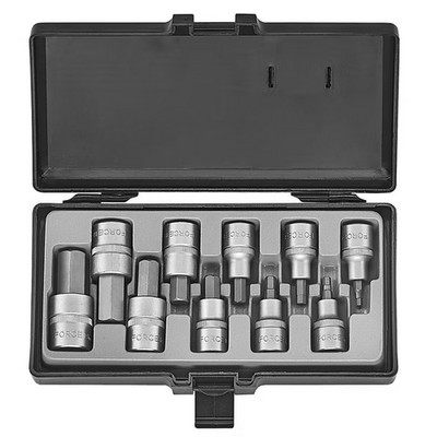 Force 1/2'' Bit-Stecknuss-Satz Innensechskant, kurz, 10-tlg ZOLL 5/32''-3/4''