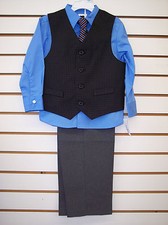 Boys Black  Gray 4PC. Vest Suit Size 4