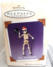 Hallmark Halloween  Ornament Mr Tap Happy skeleton 2003 with card
