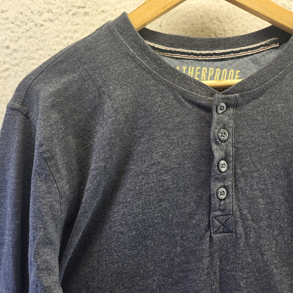 Camiseta Henley vintage resistente a la intemperie camiseta para hombre XL azul liso manga larga pulóver Foto 2 de 4