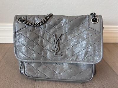 YSL Saint Laurent- Niki Medium Chain Flap Quilted Vintage Leather Shoulder Bag