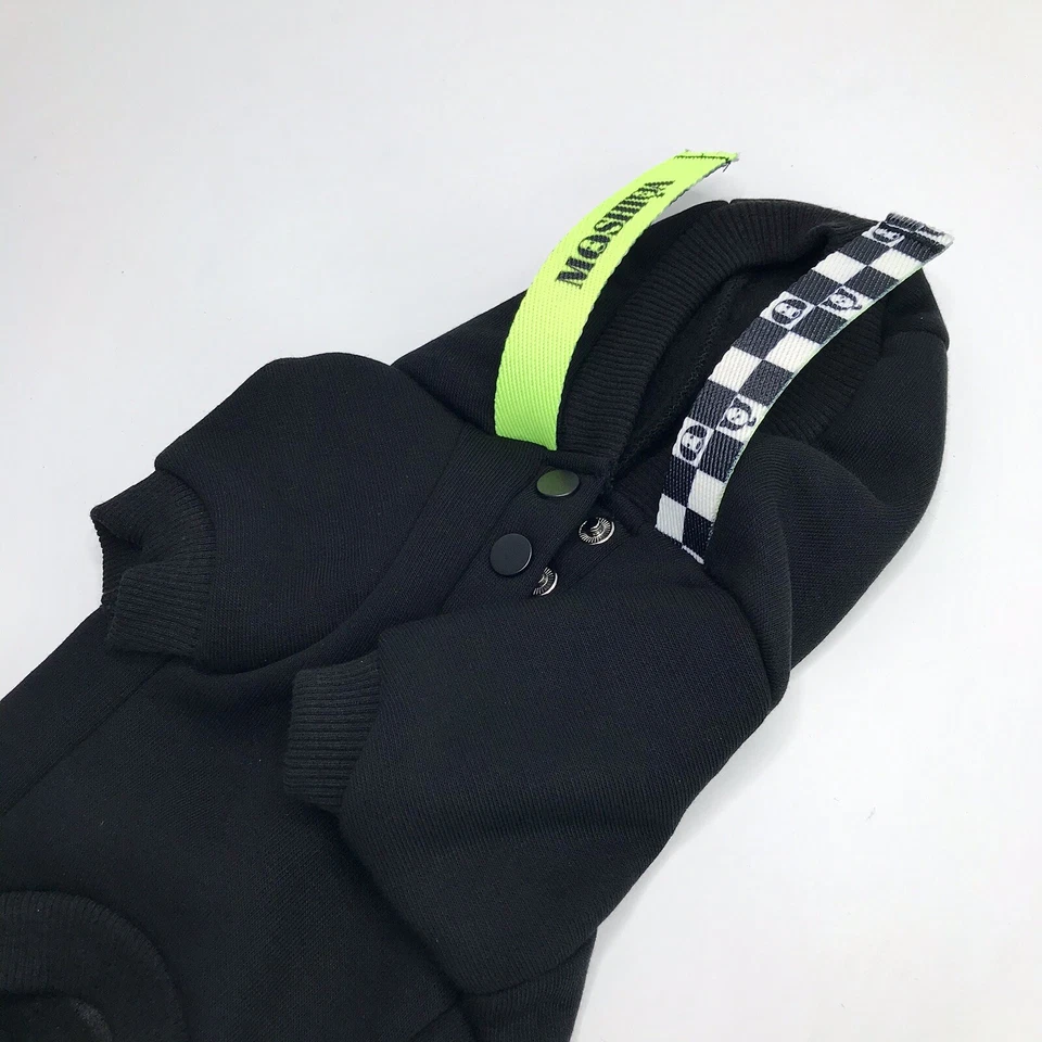 MOSHIQA Black Green Dog Hoodie Size S Pet Sweater I WOOF U Snap Sweatshirt Top - Image 3 of 4