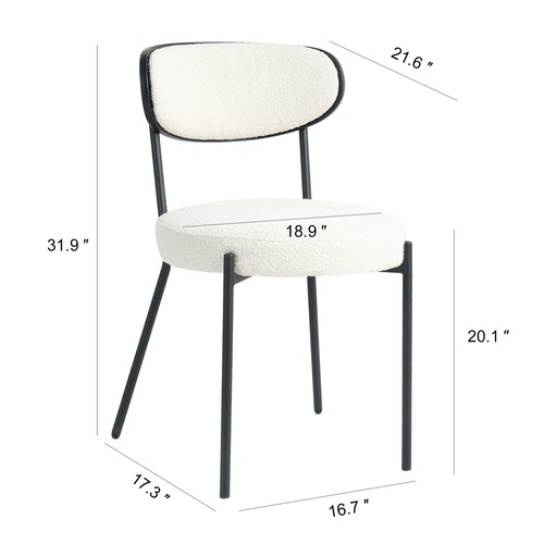 Dining Chairs Set of 2 Round Upholstered Dining Room Kitchen Chairs Metal Legs - Picture 3 of 12