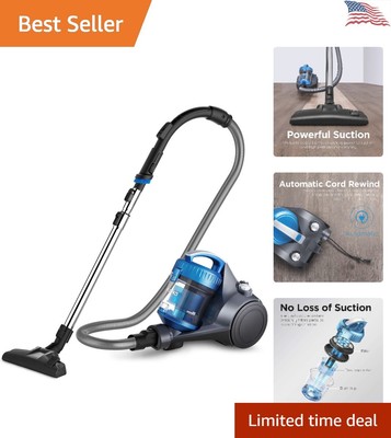 Whirlwind Bagless Canister Vacuum - Powerful Suction for Carpets & Hard Floors