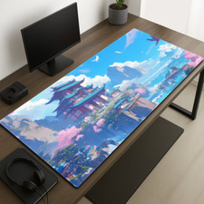 Japanese Gaming Desk Mat, Cherry Blossom Mouse pad, Sakura Scenery Desk Pad